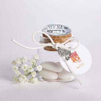 Barattoli Bomboniera in Vetro Portaconfetti con ciondolo 6pz